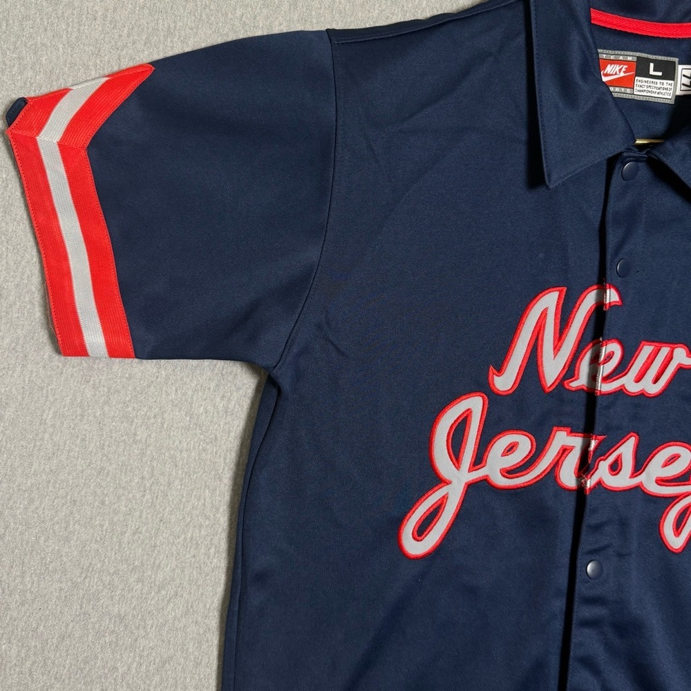 New Jersey Nets Nike Warm Up Jacket YOUTH Large Vintage Throwback Embroidered - Picture 8 of 8